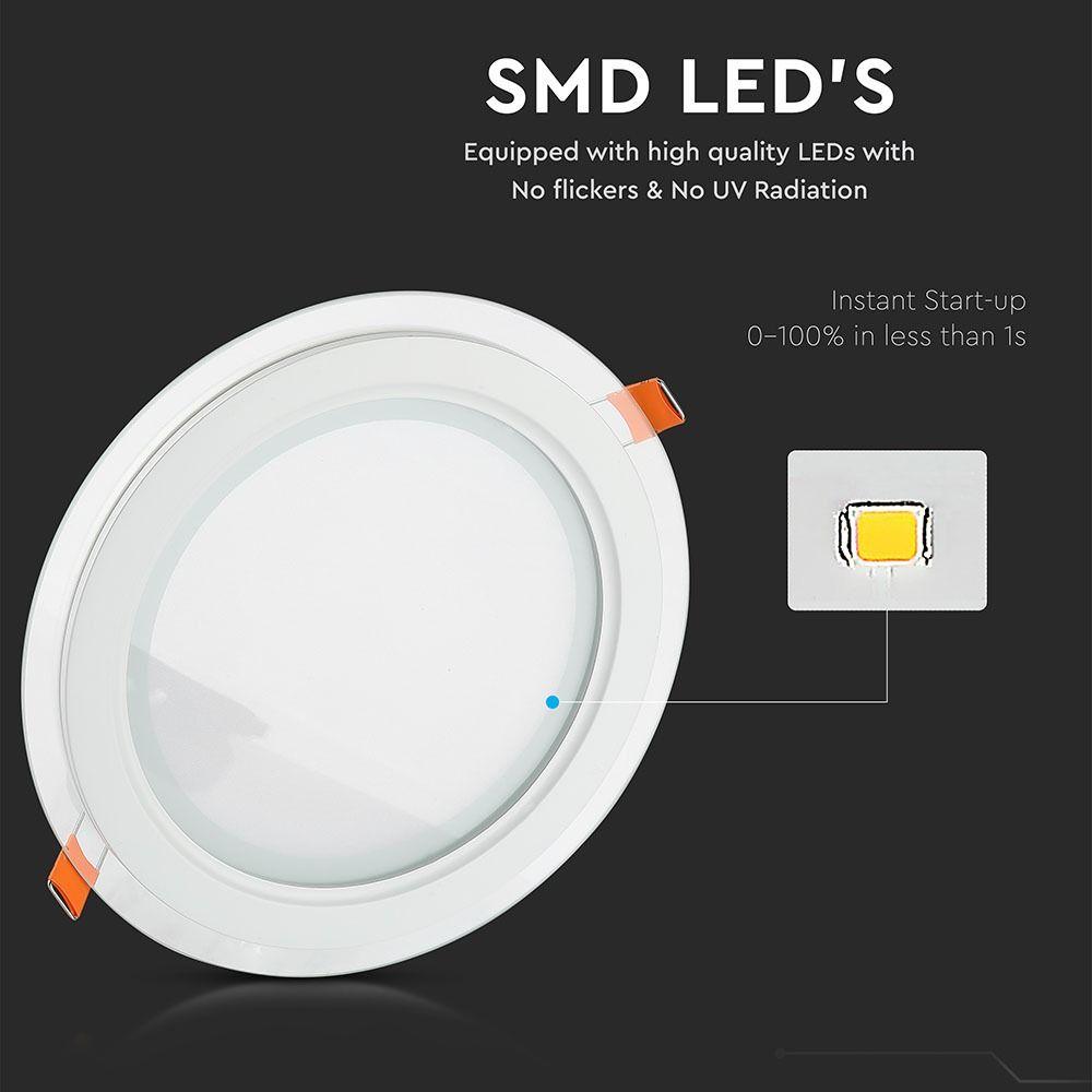 VT-1202G 12W GLASS LED PANELS 4000K ROUND