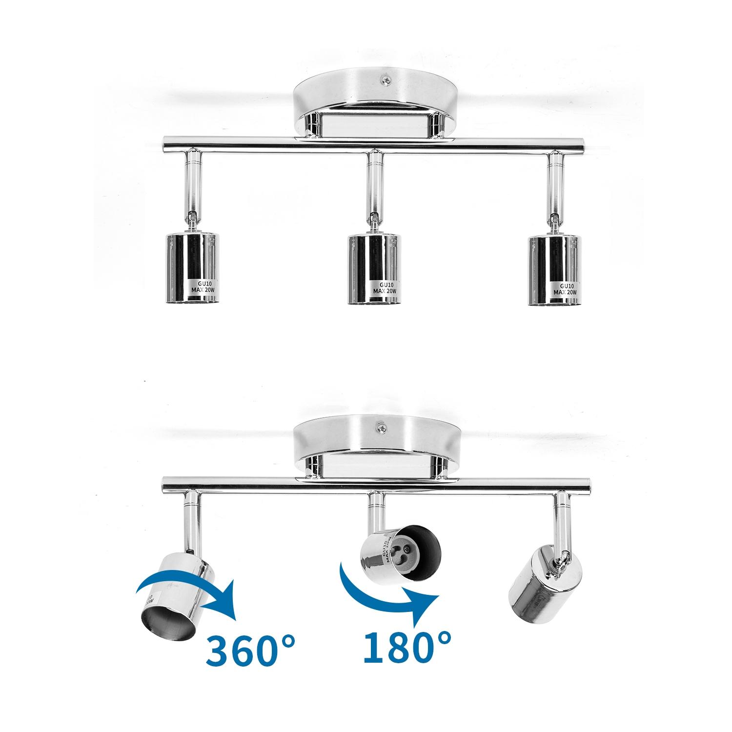 Spotlight with three lamp holders Without light source