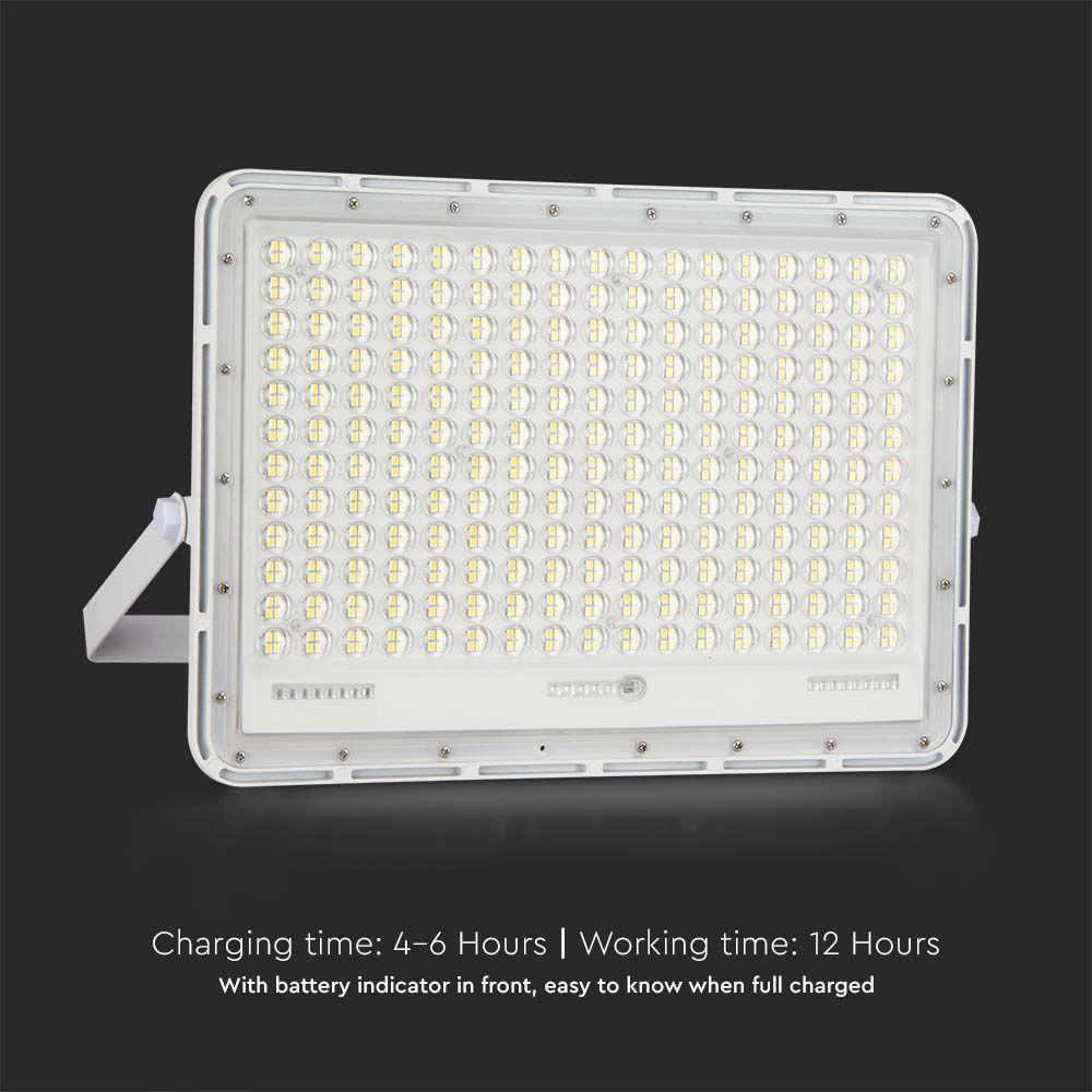 30W Solar LED floodlight with twilight sensor, Panel with Cable: 3m, Remote control, 20000mAh Battery/ Colour:4000K, Housing: White, VTAC, SKU 7848