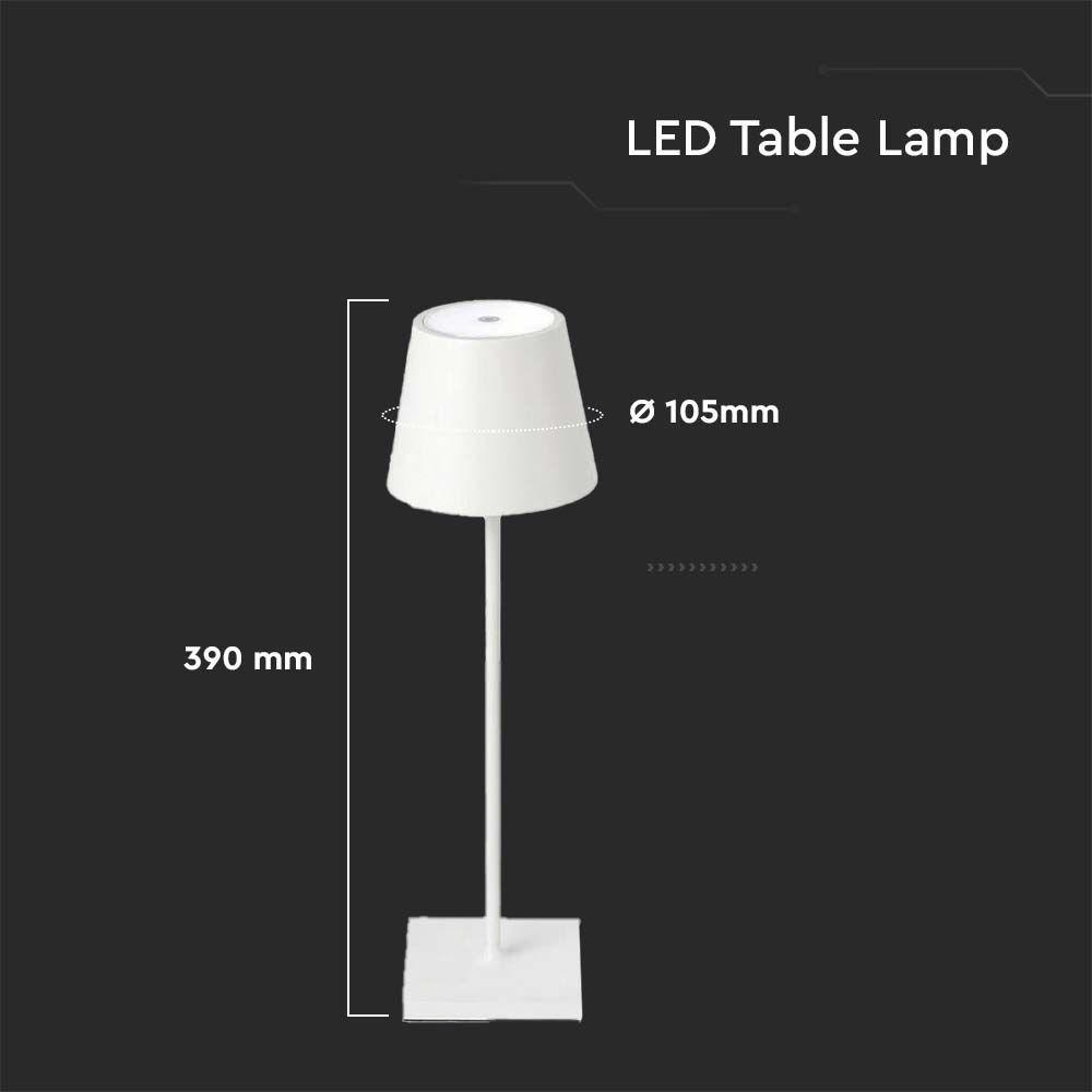 VT-7703 3W LED RECHARGEABLE DESK LAMP TOUCH DIMMABLE 3000K WHITE BODY