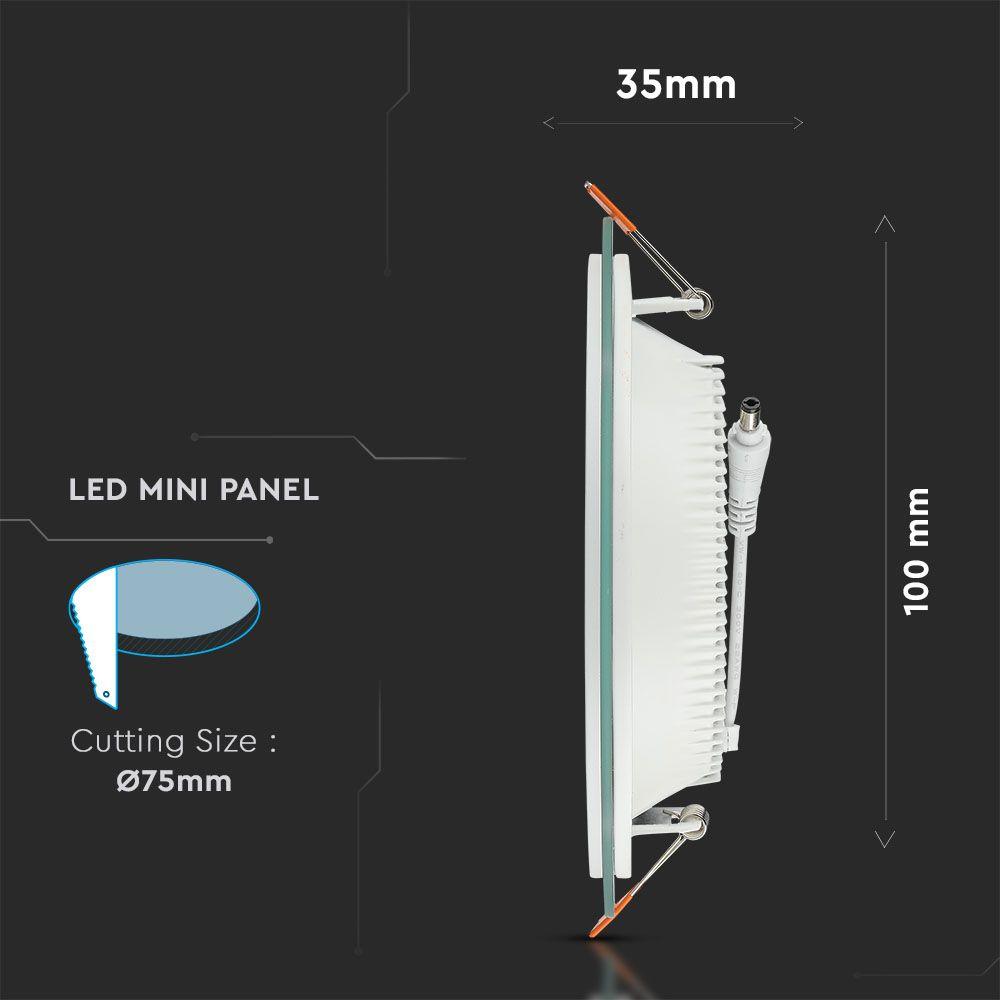 6W Panel LED, Barwa:4000K , Okrągła, VTAC, SKU 6277