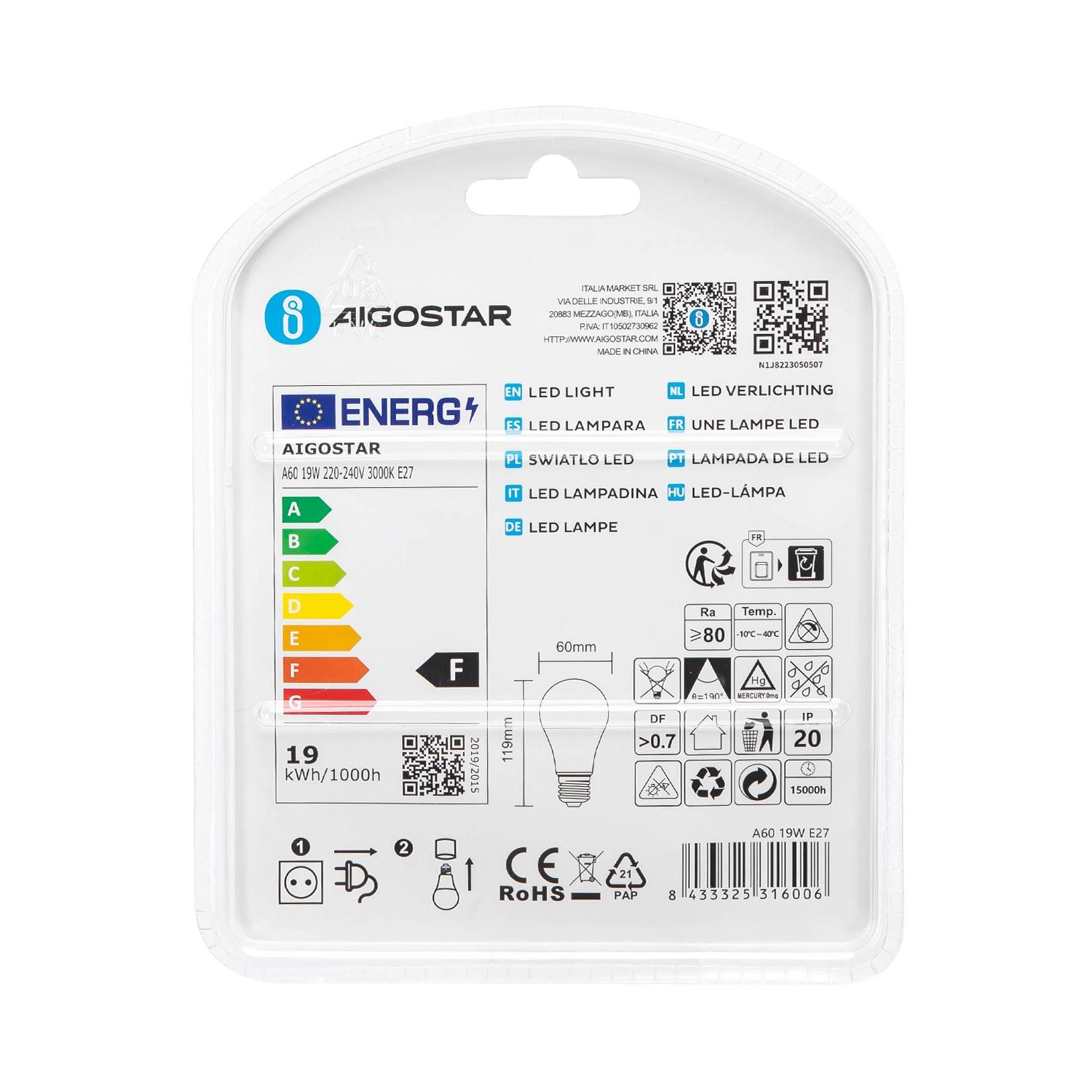 LED E27 19W A60 2pcs ( general bulb )