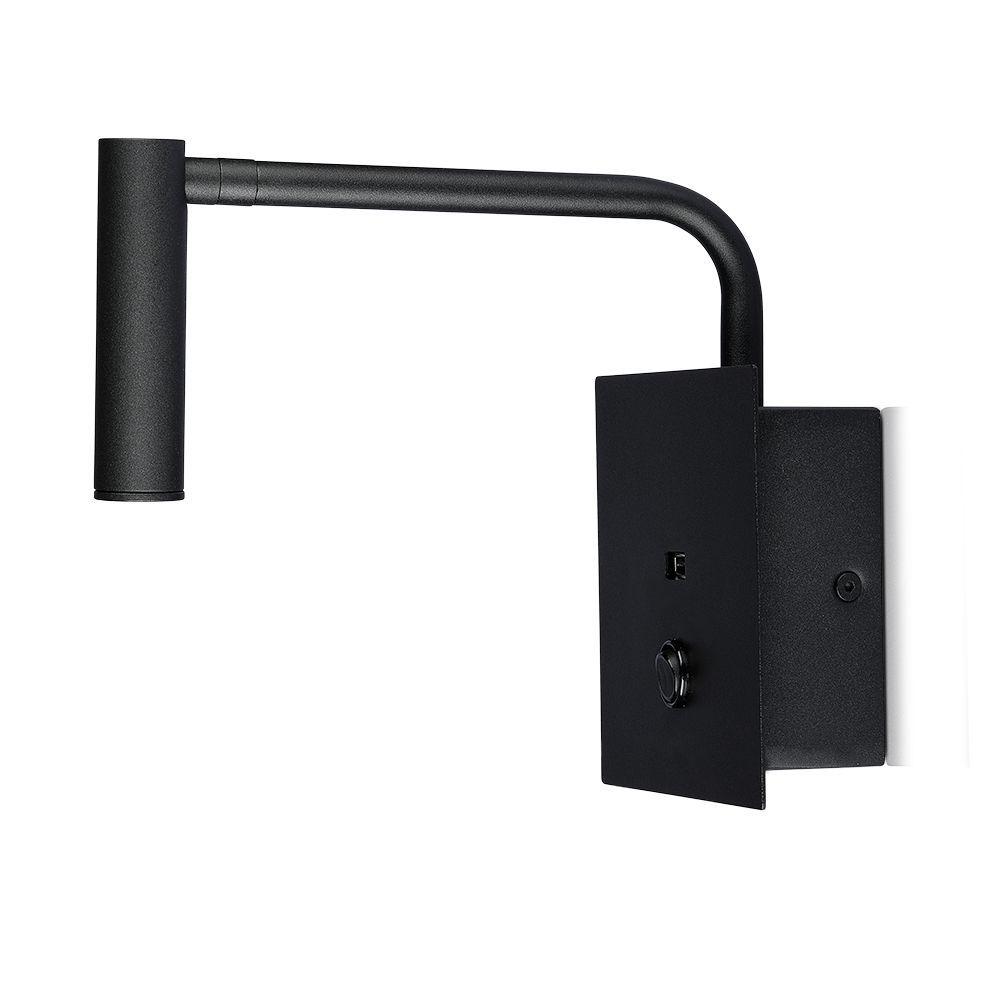 VT-2943 3W LED SIDE LIGHT(WALL LAMP) SWITCH & USB PORT 3000K BLACK