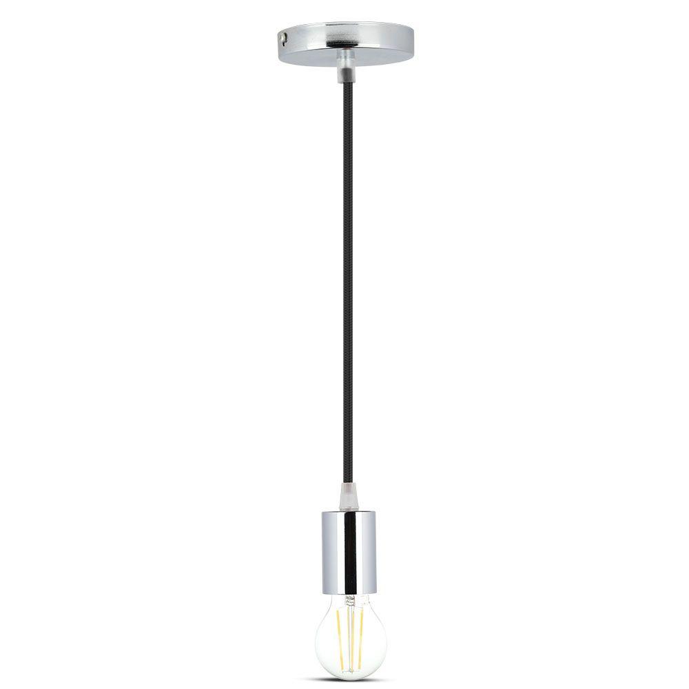 Lampa wisząca, oprawka chrom + przewód Czarny, VTAC, SKU 3782