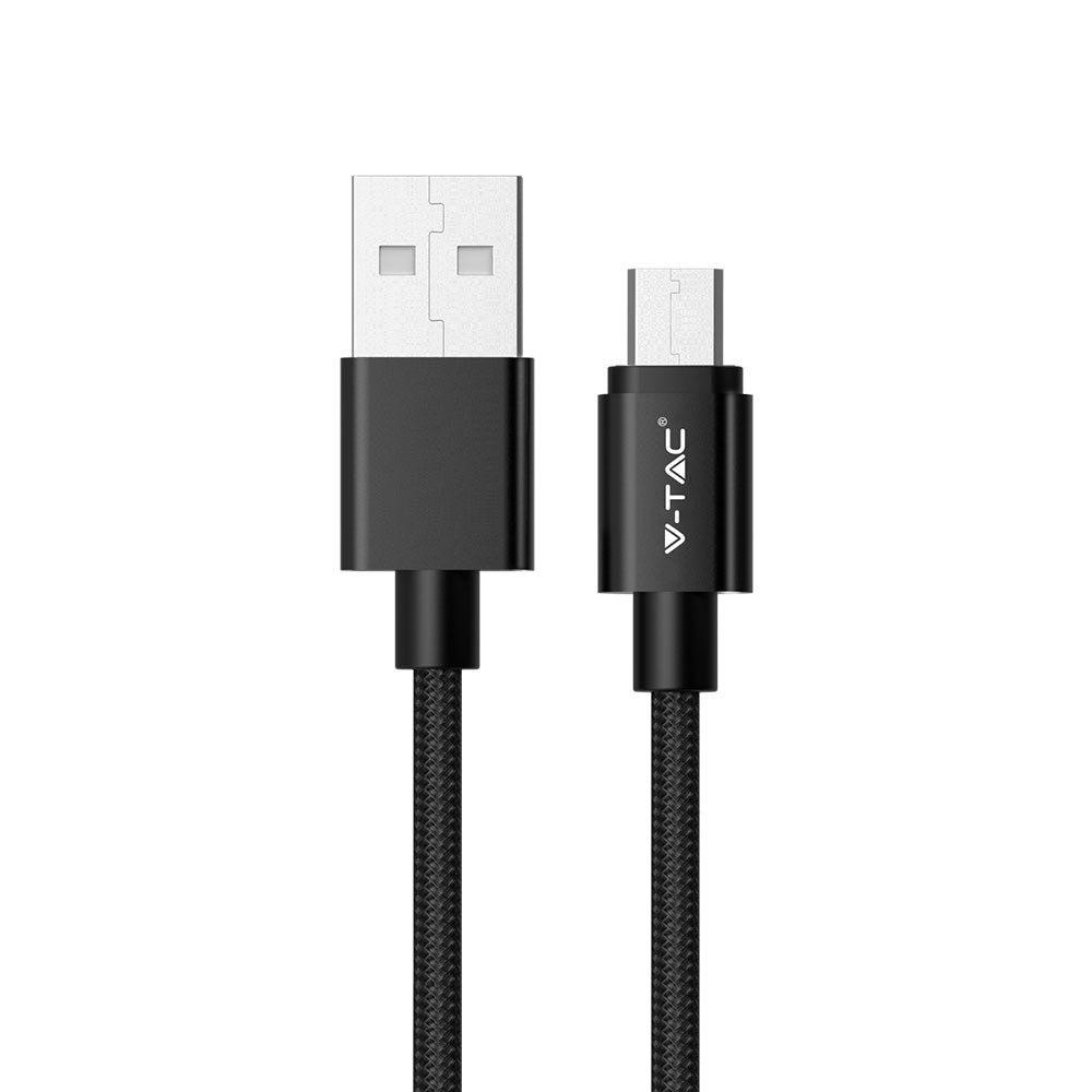 VT-5331 1M MICRO USB BRAIDED NYLON CABLE-BLACK(PLATINUM SERIES)