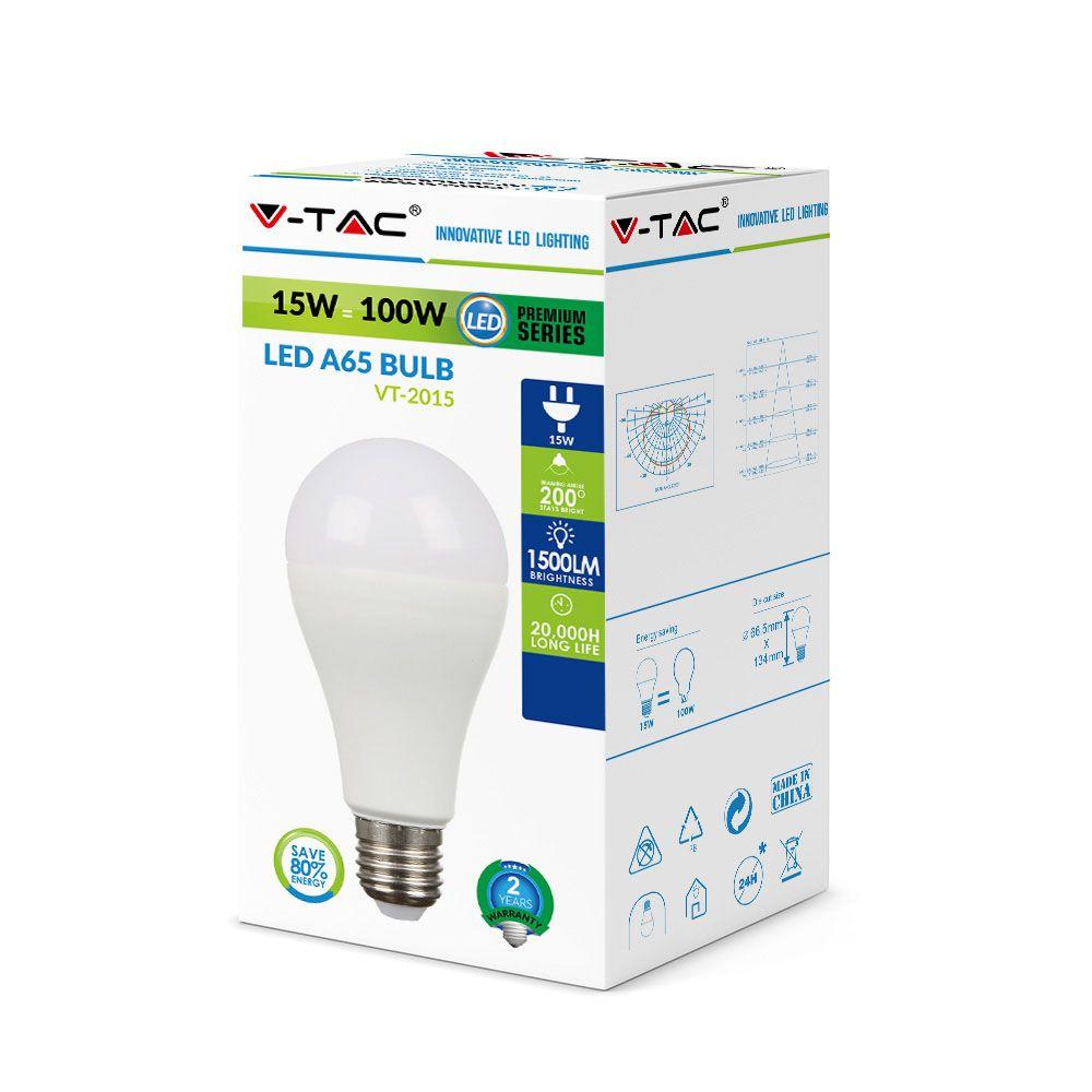 VT-2015 15W A65 LED PLASTIC BULB 6400K E27 200'D