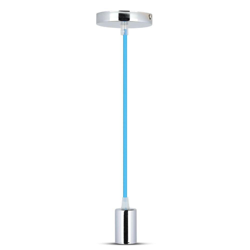 Lampa wisząca, oprawka chrom + przewód Niebieski, VTAC, SKU 3783