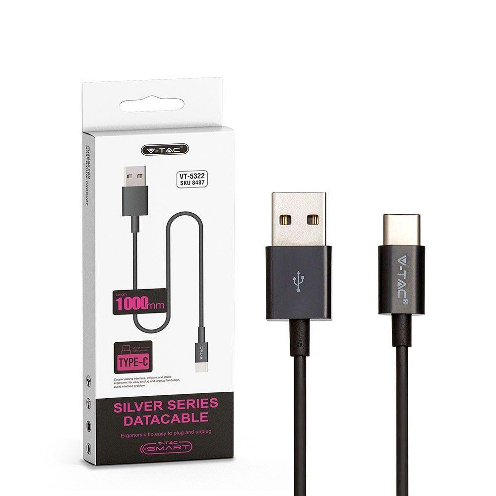 VT-5322 1M TYPE-C USB CABLE-BLACK(SILVER SERIES)