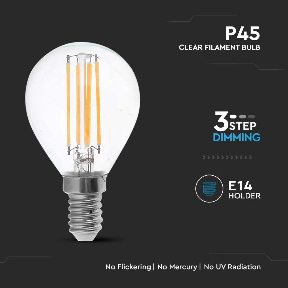 VT-2604 4W P45 FILAMENT BULB CLEAR COVER 3 STEP POWER DIMMING 3000K E14