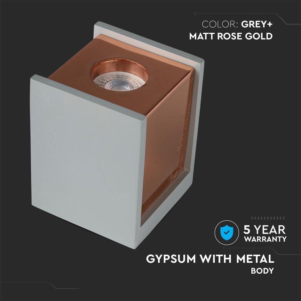 VT-860 GU10 CONCRETE & METAL - GYPSUM SURFACE WITH MATT ROSE GOLD BOTTOM