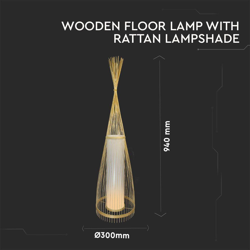 VT-3100 WOODEN FLOOR LAMP WITH RATTAN LAMPSHADE E27 HOLDER D:400*1000MM