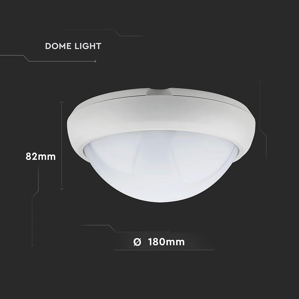 VT-8014 8W FULL ROUND IP54 DOME LIGHTS 6400K WHITE BODY