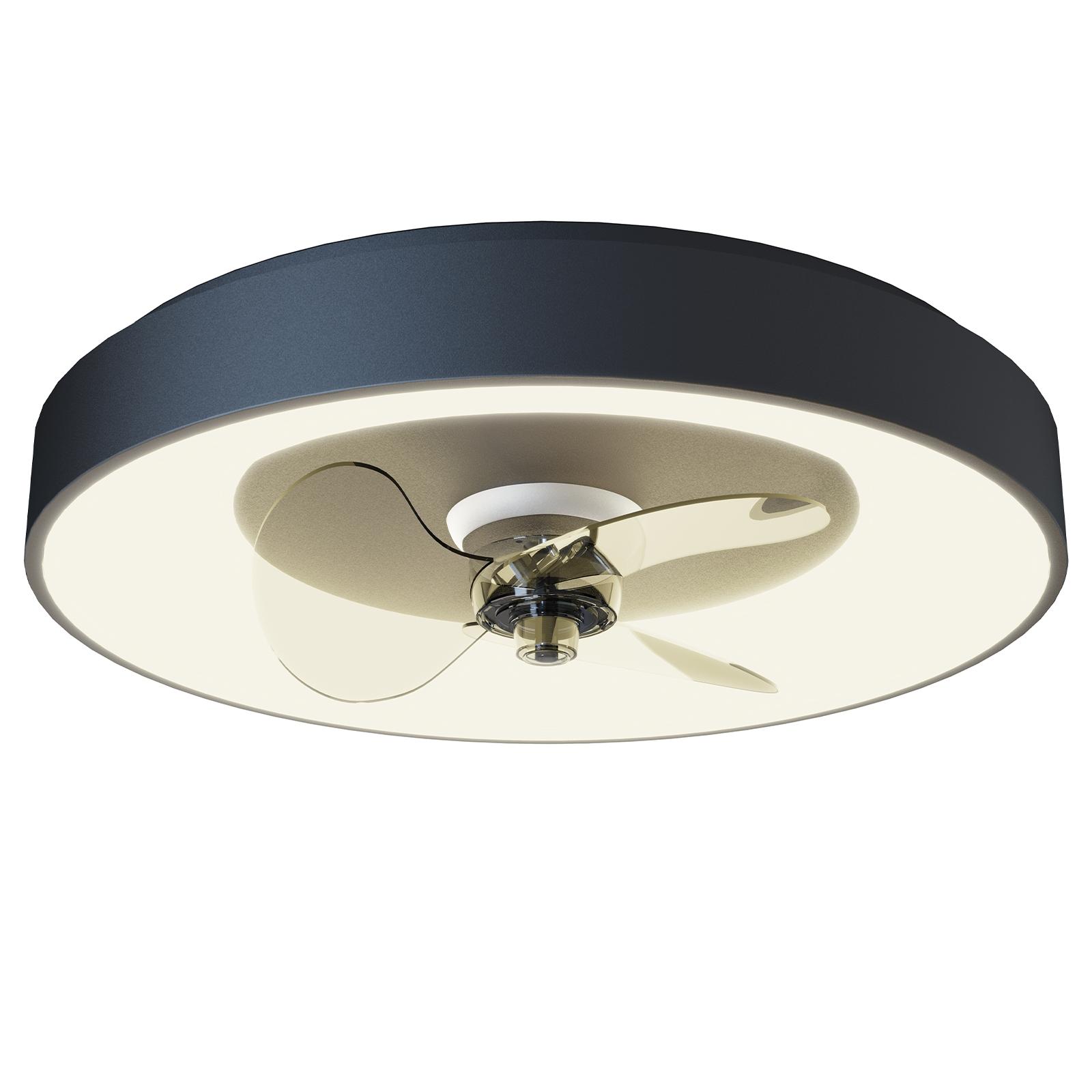 Bluetooth Mesh ceiling ceiling fan light CCT (3000-6500K) 19.5-inch 3-leaf 6-level black