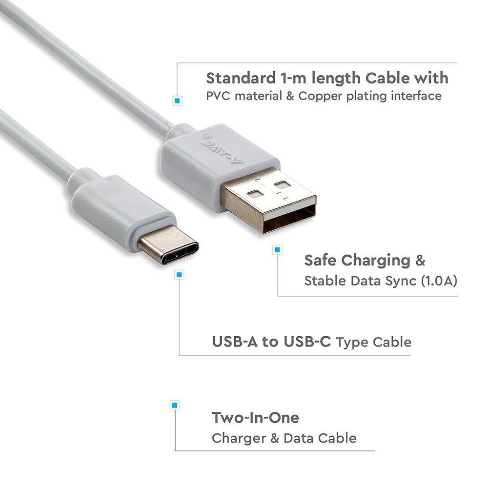 VT-5302 1M TYPE-C USB CABLE-WHITE(PEARL SERIES)