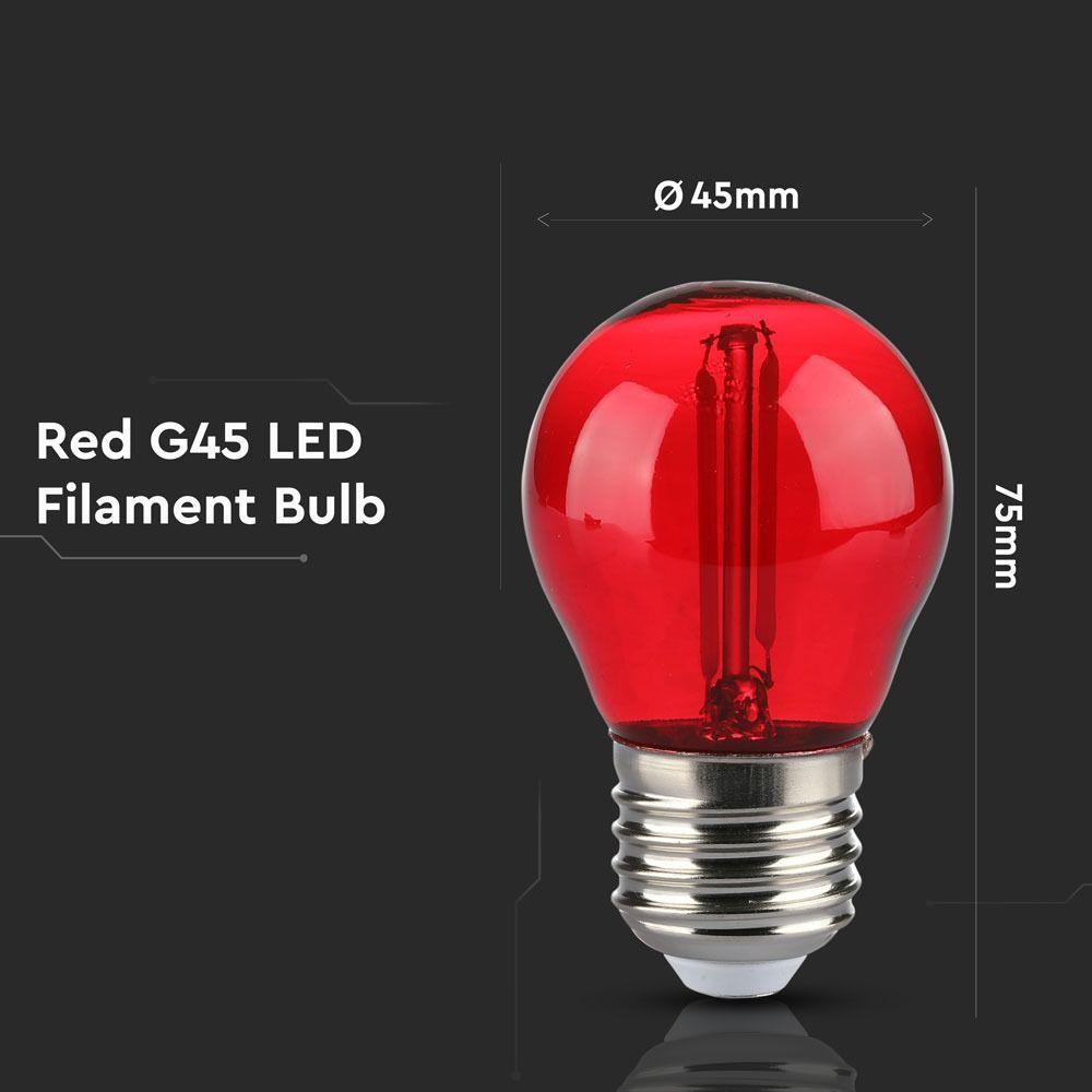 2W G45 Żarówka LED Filament, Czerwony, Trzonek:E27, VTAC, SKU 7413