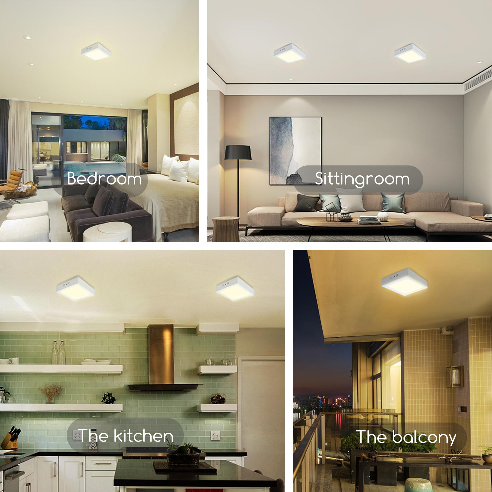 E6 LED  Surface-mounted Square Downlight 12W Natural Light