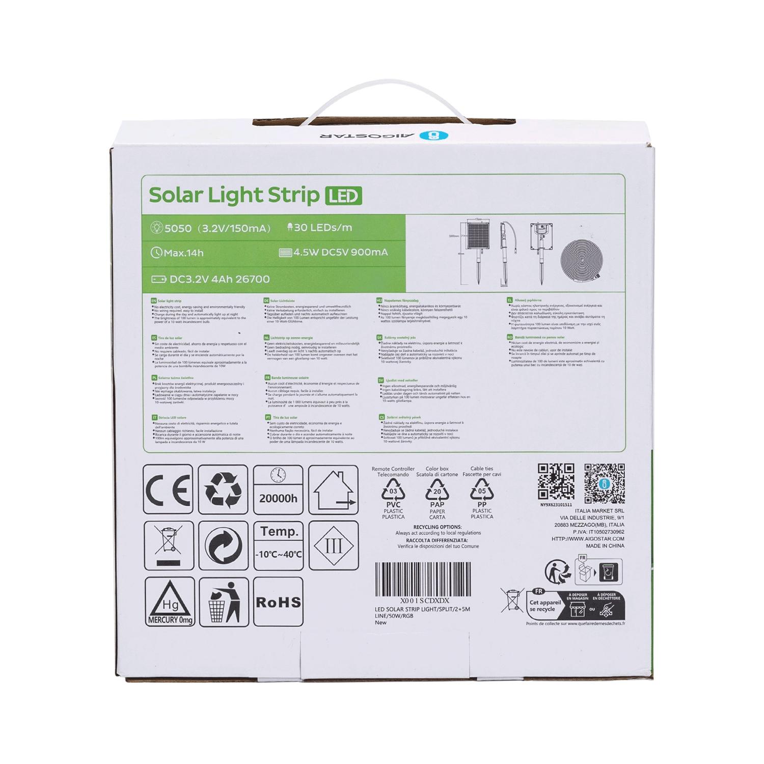 LED SOLAR STRIP LIGHT/SPLIT/2+5M LINE/50W/RGB