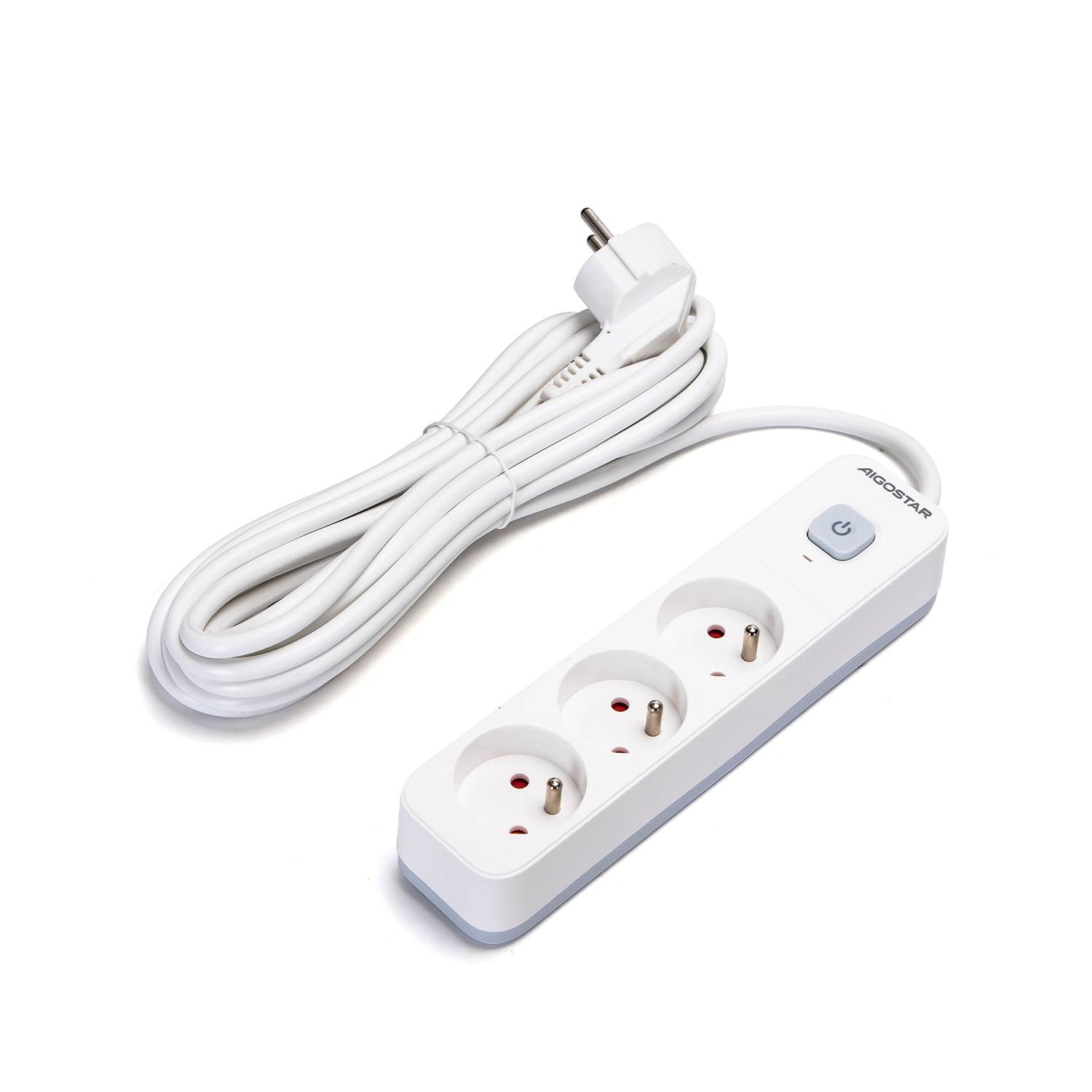 Power strips 3-way 5m H05VV-F 3G1.0m㎡ White and Gray