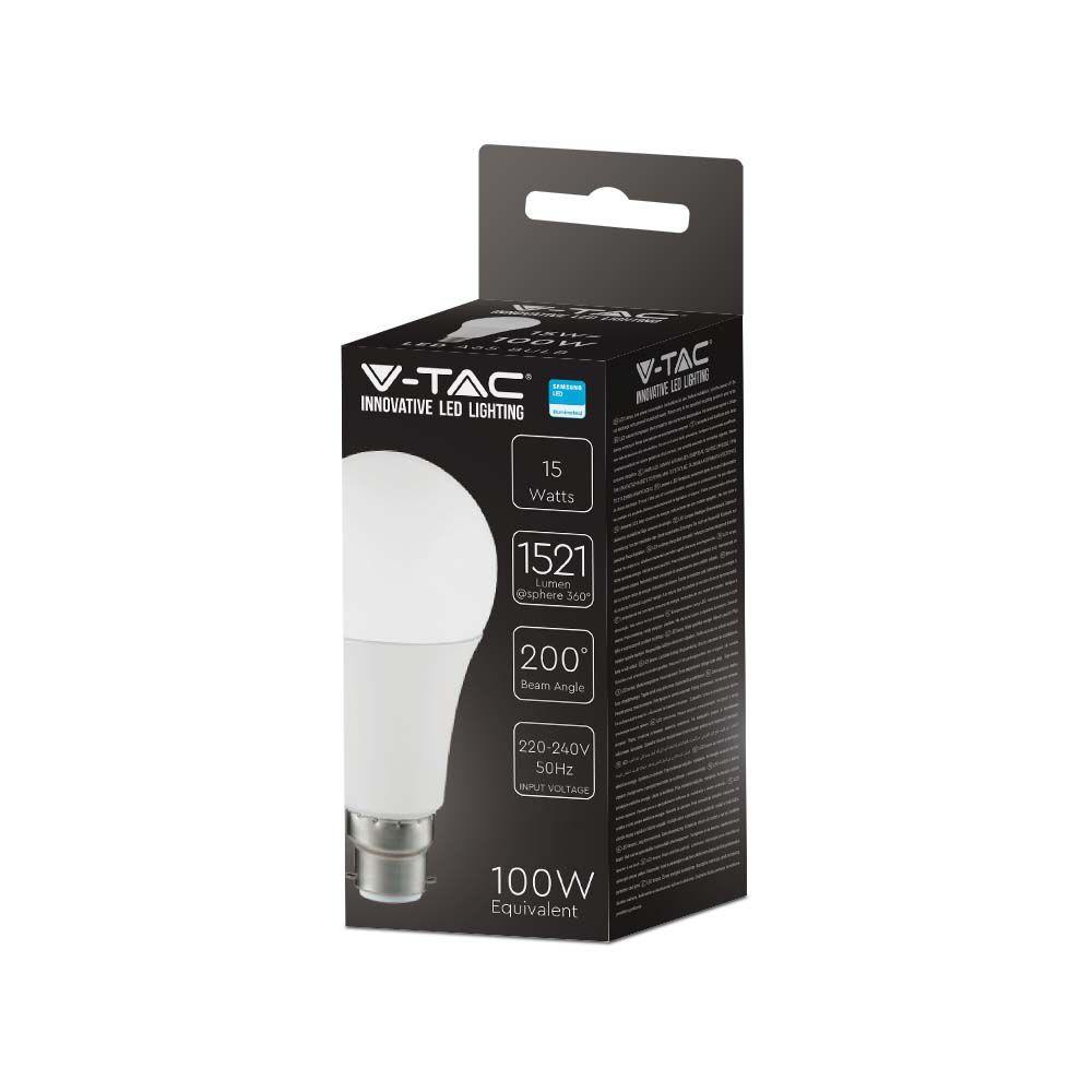 VT-281 15W A65 PLASTIC BULB SAMSUNG CHIP 3000K B22