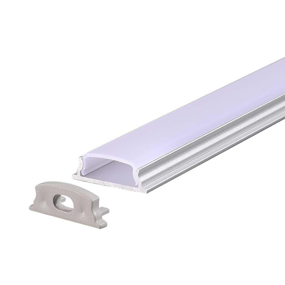 VT-8138 MOUNTING KIT WITH DIFFUSER BENDABLE FOR LED STRIP 2000x18x6MM SILVER HOUSING