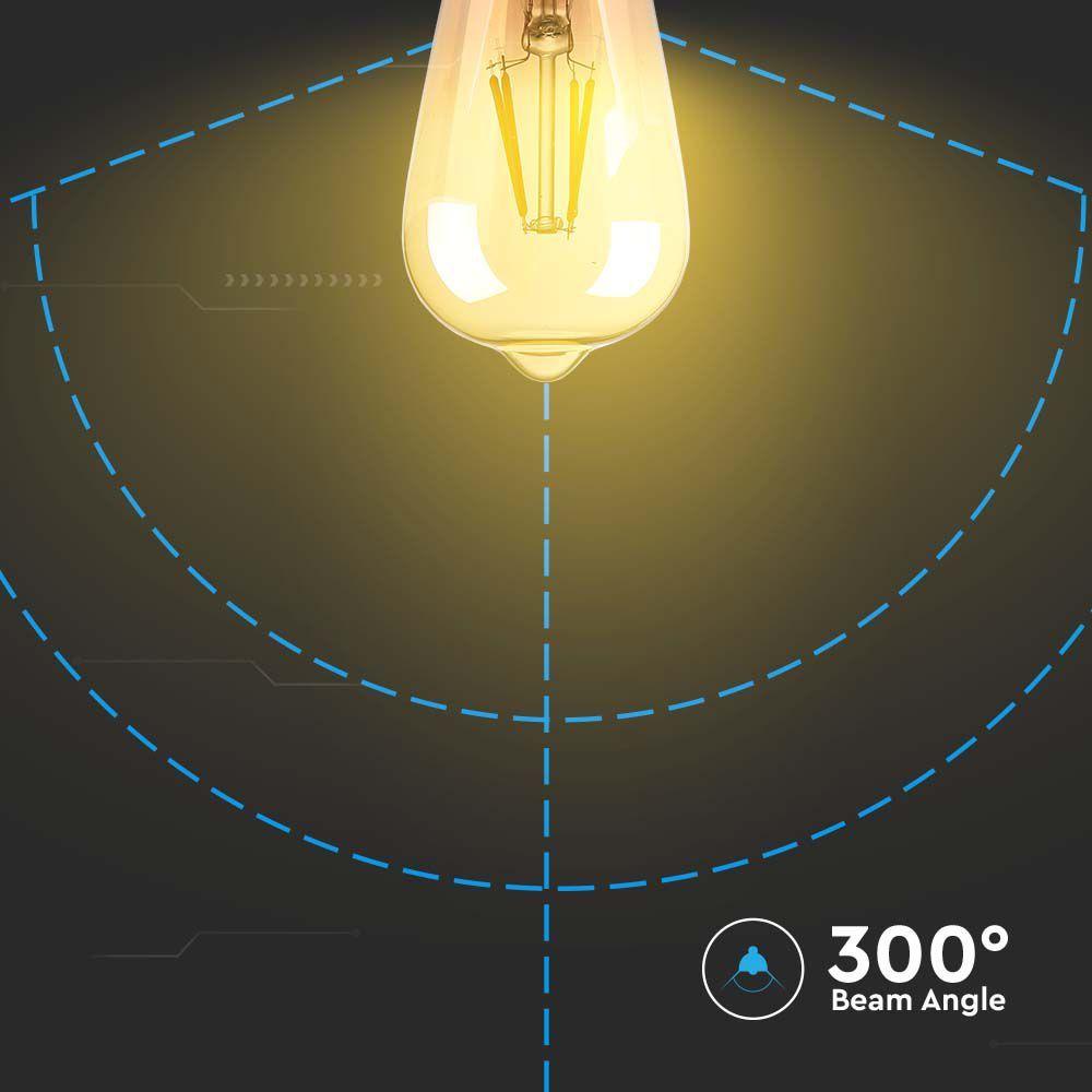 8W ST64 Żarówka LED Filament, Klosz: Bursztynowy, Barwa:2200K, Trzonek:E27, VTAC, SKU 214421