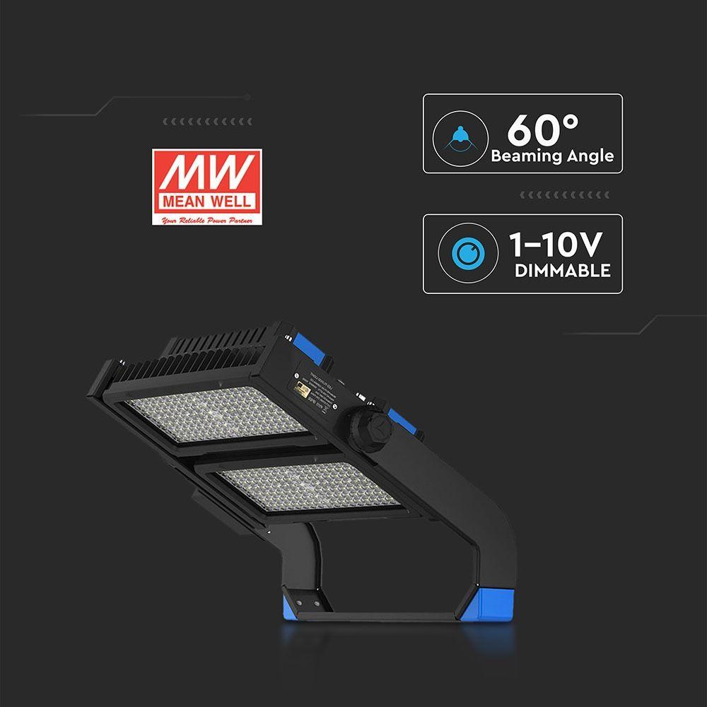 500W Oprawa stadionowa, Chip SAMSUNG, ZASILACZ MEANWELL, Barwa:4000K, ŚCIEMNIANIE 0-10V, KĄT 60', VTAC, SKU 497