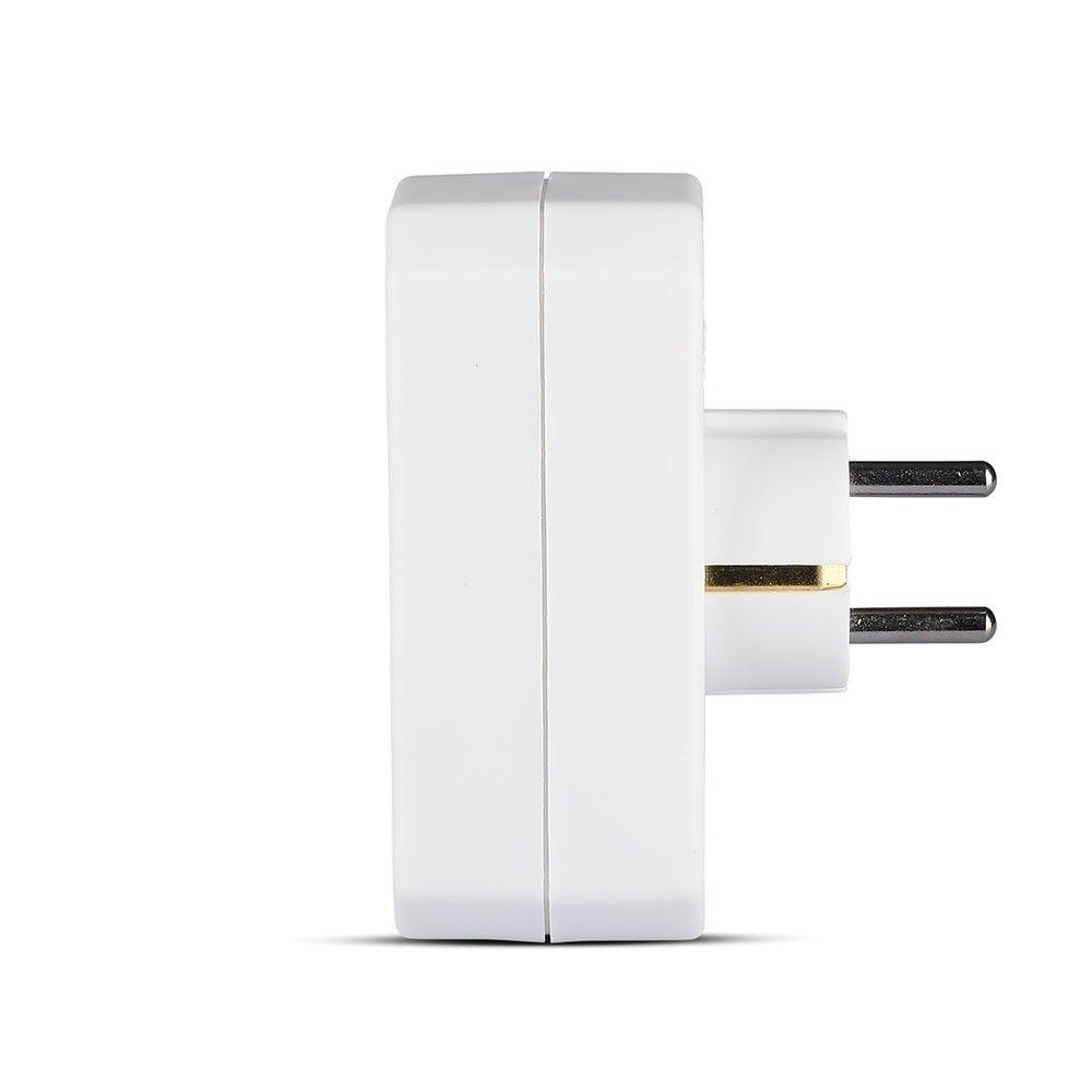 VT-1053 ADAPTER WITH 2 SOCKET (2.5A/16A) WITH EARTHING - WHITE