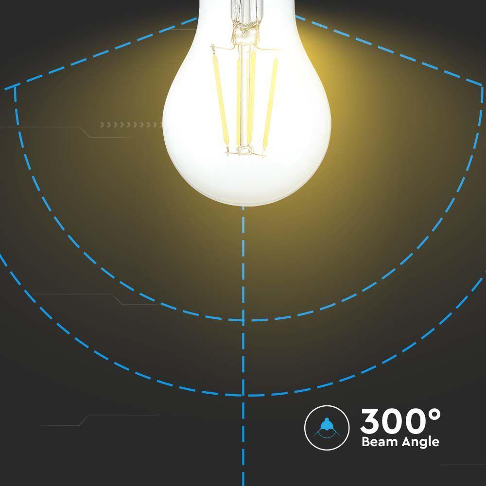 4W A60 Żarówka LED Filament, Barwa:3000K, Ściemniana - 3 stopnie, Trzonek:E27, VTAC, SKU 6845