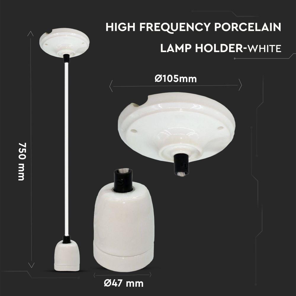 Lampa wisząca, Oprawka: Porcelanowa , Trzonek:E27, Biały, VTAC, SKU 3803