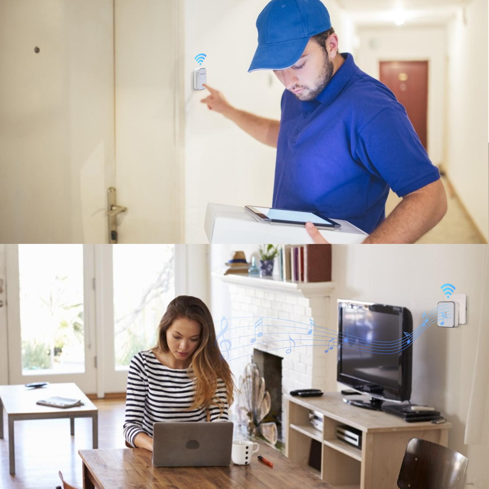 Self-power AC Wireless Doorbell White & Silvery