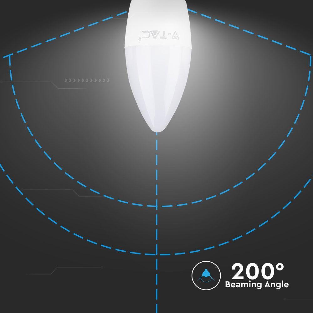 5.5W Żarówka LED C35, Barwa:6400K, Trzonek: E27, VTAC, SKU 43441