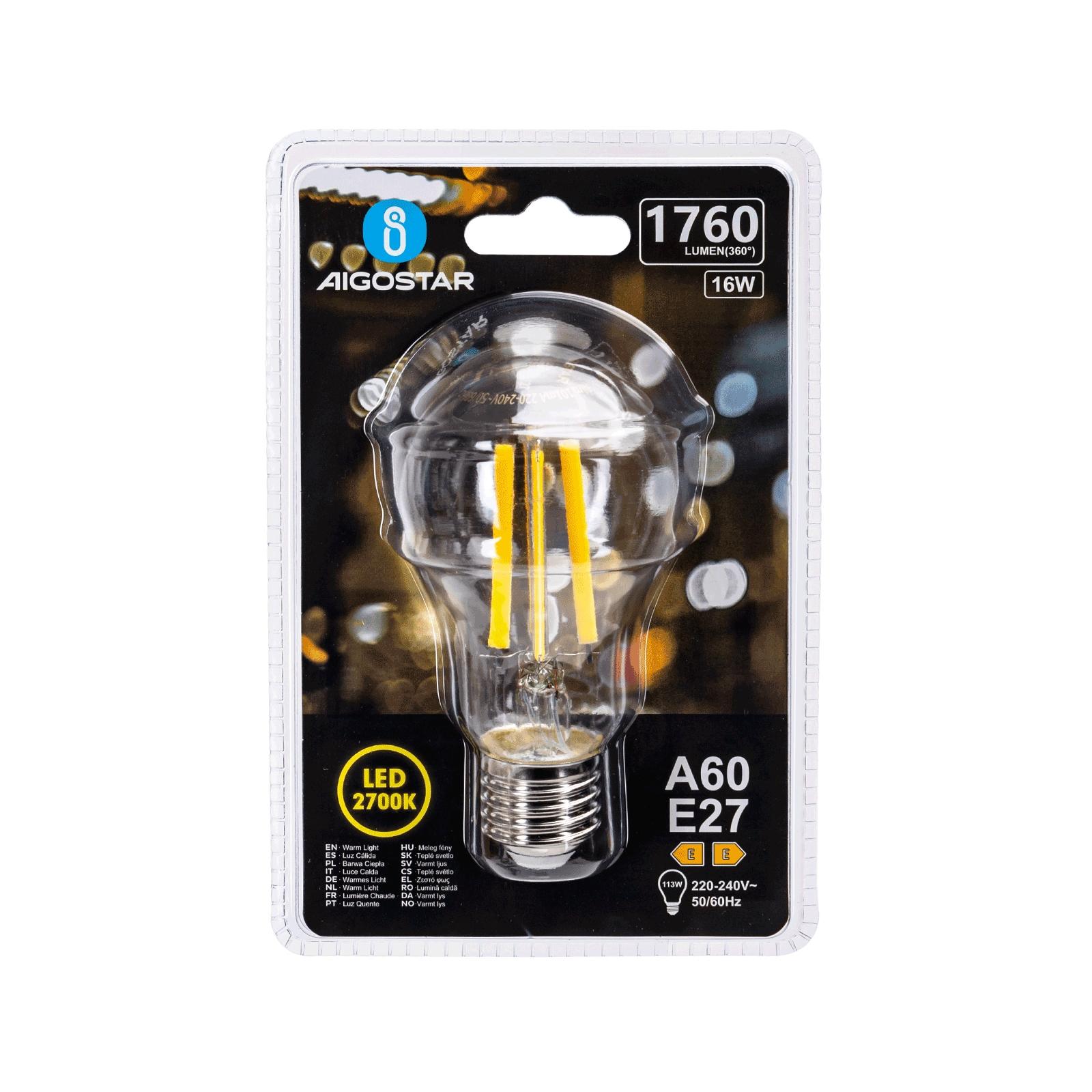 Żarówka LED Filament (Przezroczysta) A60 E27 16W