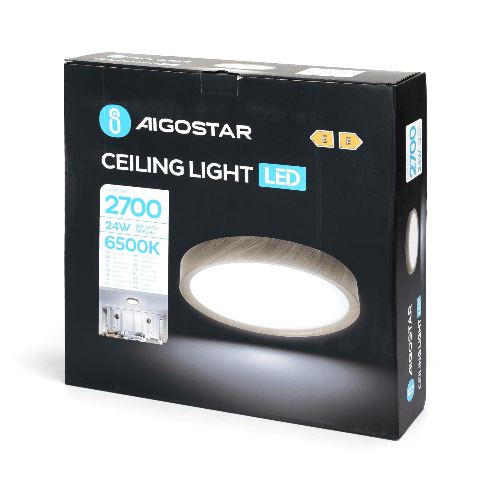 LED CEILING LIGHT 24W 6500K/WOODEN RING