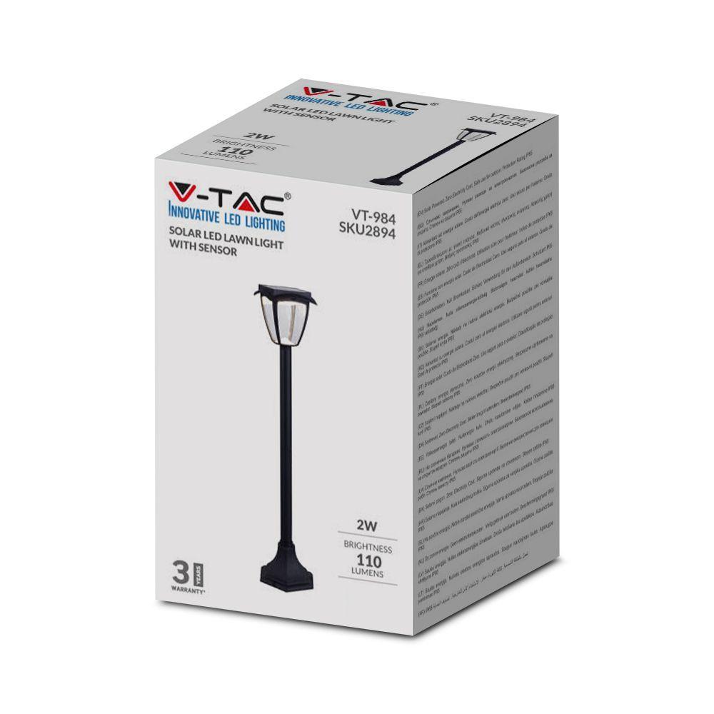 VT-984 LED SOLAR LAWN LAMP 3000K+6000K MATT BLACK BODY