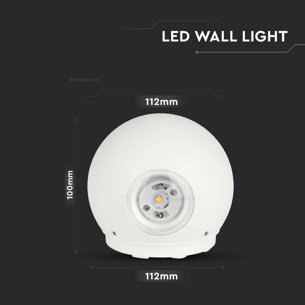 4W Lampa ścienna LED, Barwa:3000K, Obudowa: Biała, VTAC, SKU 218301