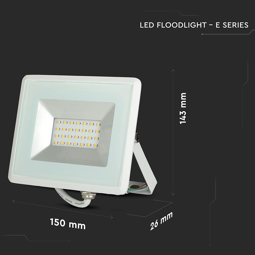 20W Naświetlacz LED SMD, Barwa:4000K, Obudowa: Biała, VTAC, SKU 5950