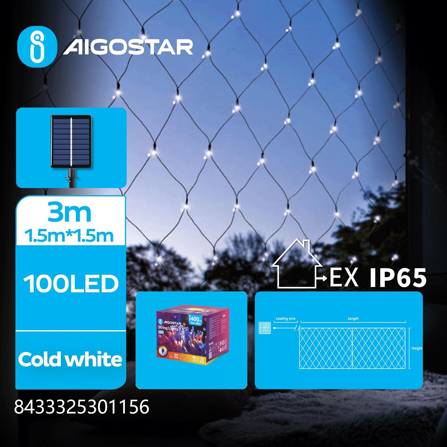 Solar net light flat string lights, cold white, 3m+1.5m*1.5m