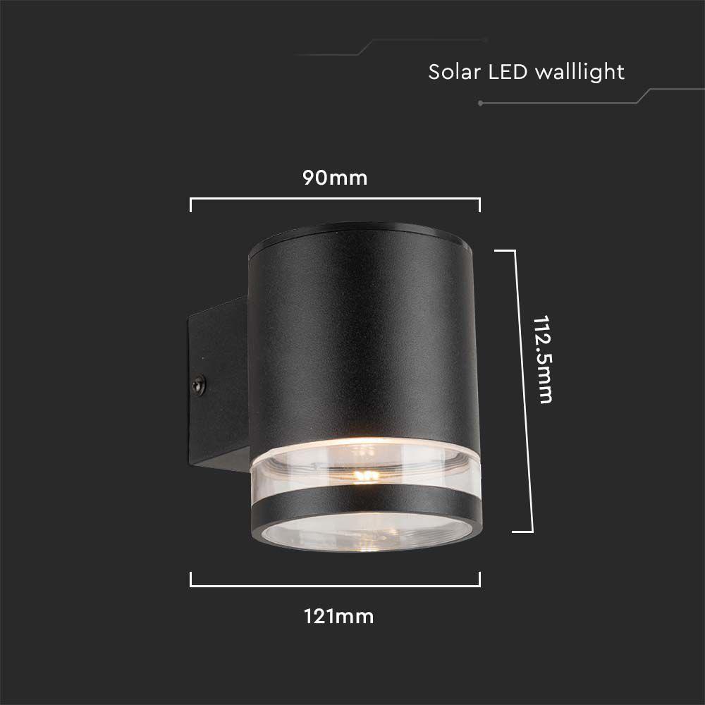 VT-1139 0.55W LED SMD SOLAR WALL LAMP 3000K BLACK BODY IP54