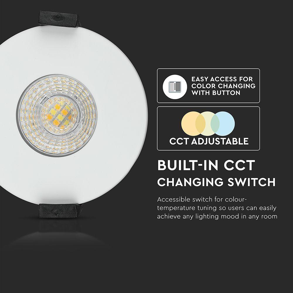 VT-18D 8W LED FIRE RATED DOWNLIGHT-SAMSUNG CHIP-CCT:3 IN 1 DIMMABLE