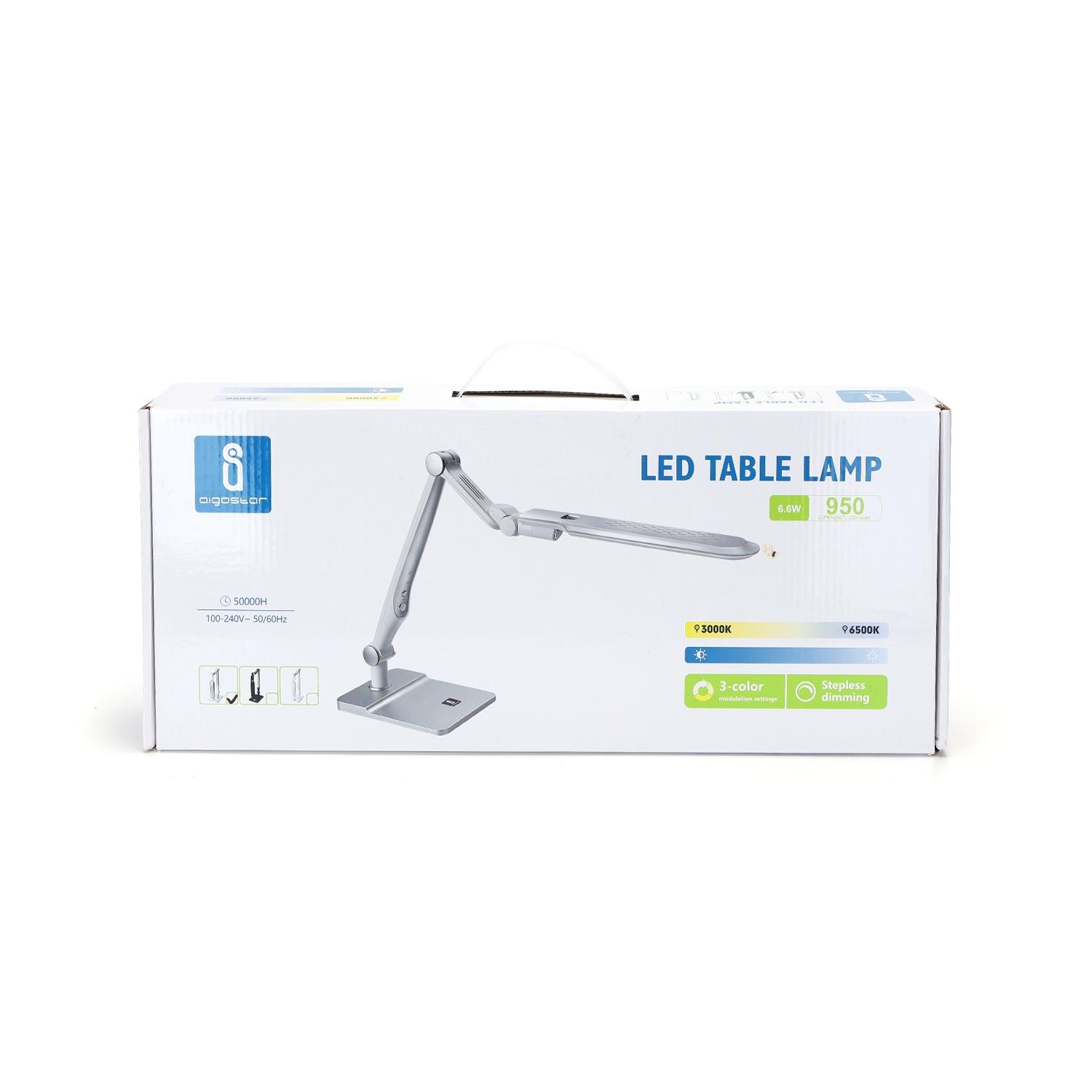 LED Dimmable Table Lamp Silver 9W 3000-6500K