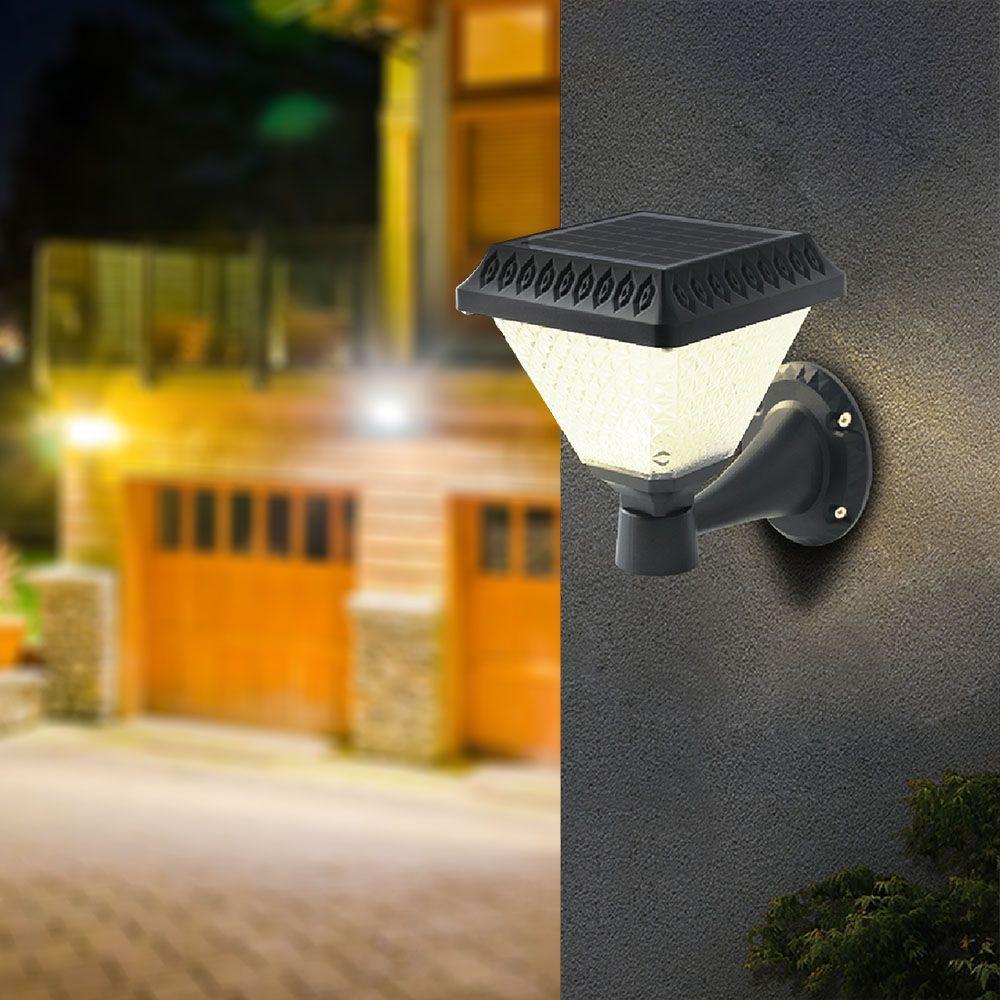 VT-972 LED SOLAR WALL LIGHT RF CONTROL CCT 3IN1 BLACK BODY IP44 160x160x230mm