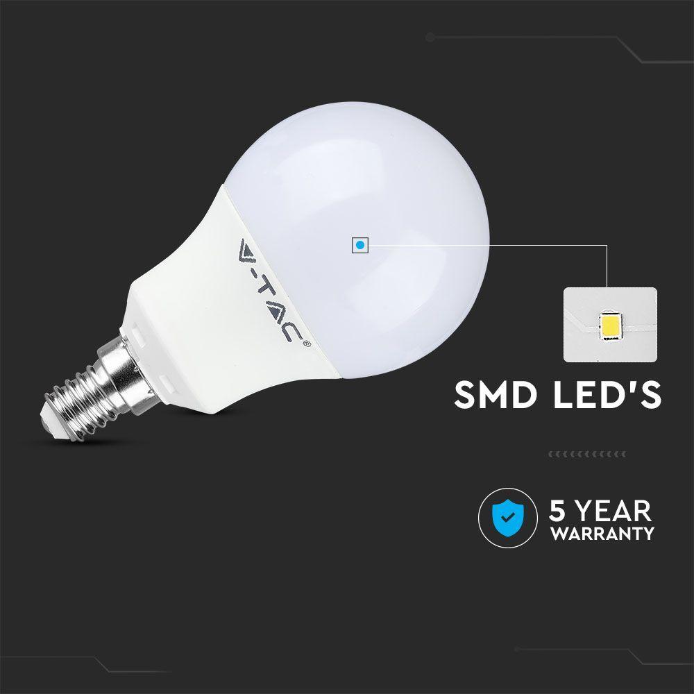 8.5W A60 Żarówka LED, Chip SAMSUNG, Barwa:4000K, Trzonek:E14, VTAC, SKU 21115