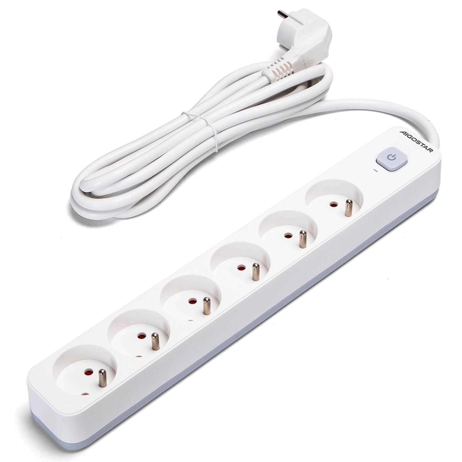 Power strips 6-way 3m H05VV-F 3G1.5m㎡ White and Gray