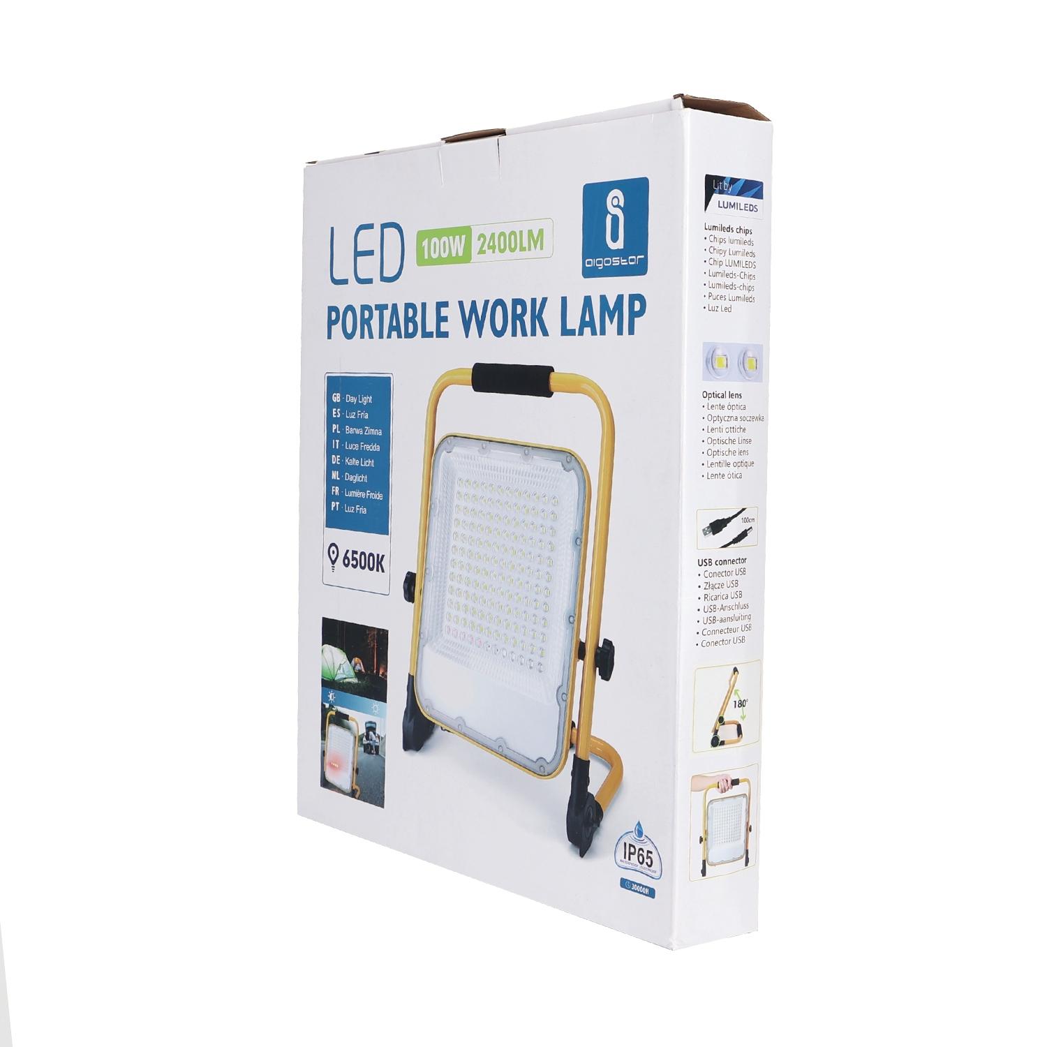 LED Ładowalny reflektor 100W (100W,6500K,IP65)