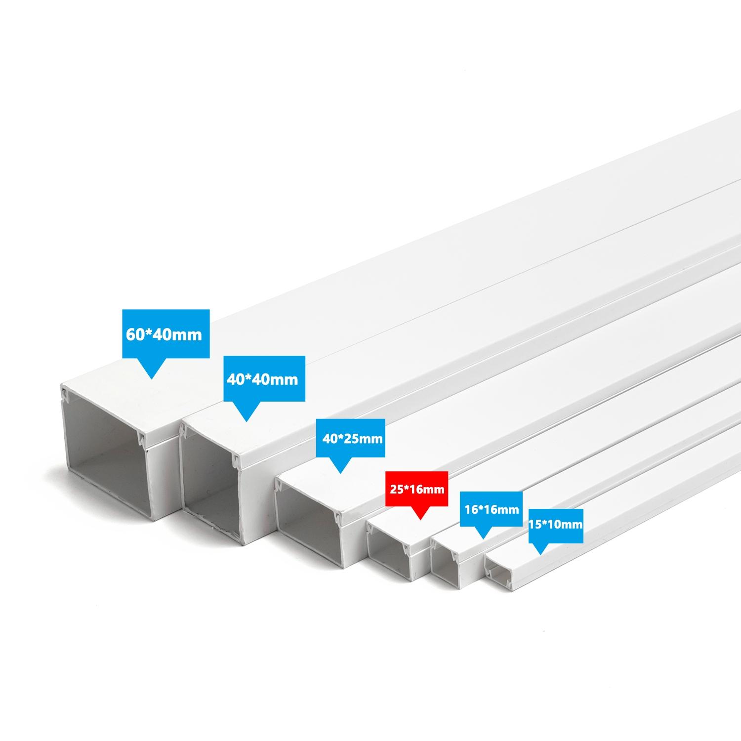 PVC white square trunking with adhesive backing L2000*W25*H16mm