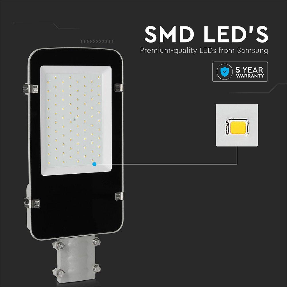 50W Lampa uliczna LED, Chip SAMSUNG, Barwa:6400K, Obudowa: Szara, VTAC, SKU 528