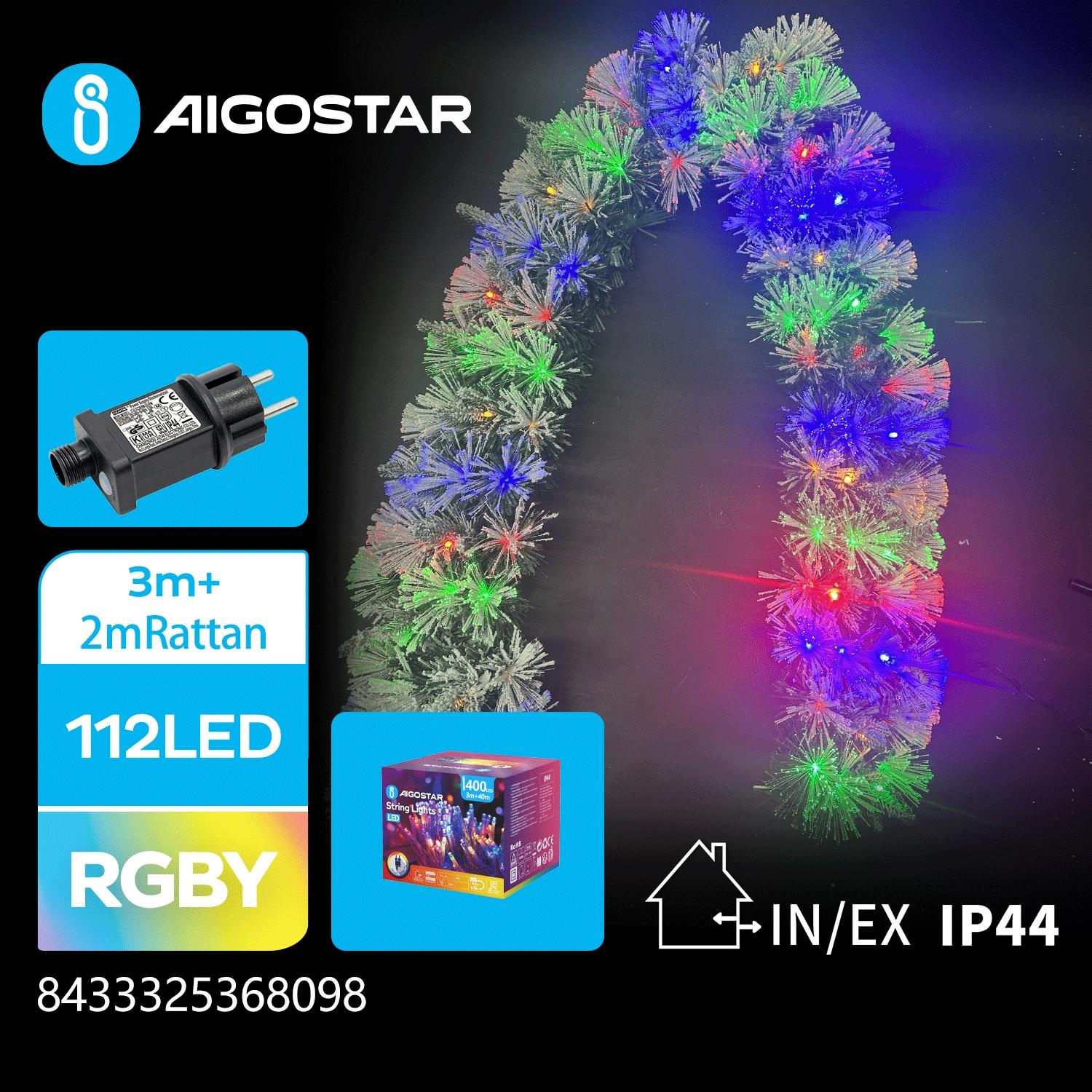 Christmas decorations-Low voltage adapter luminous Flocking Rattan-2M-RGBY-8blink+time-IP44