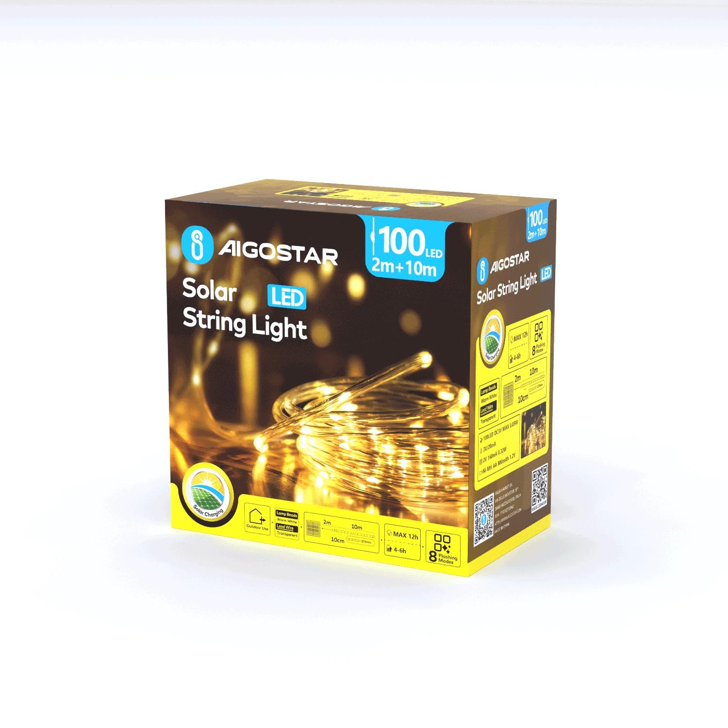 Solar -Φ5mm tube string lights, warm white, 2m+10m