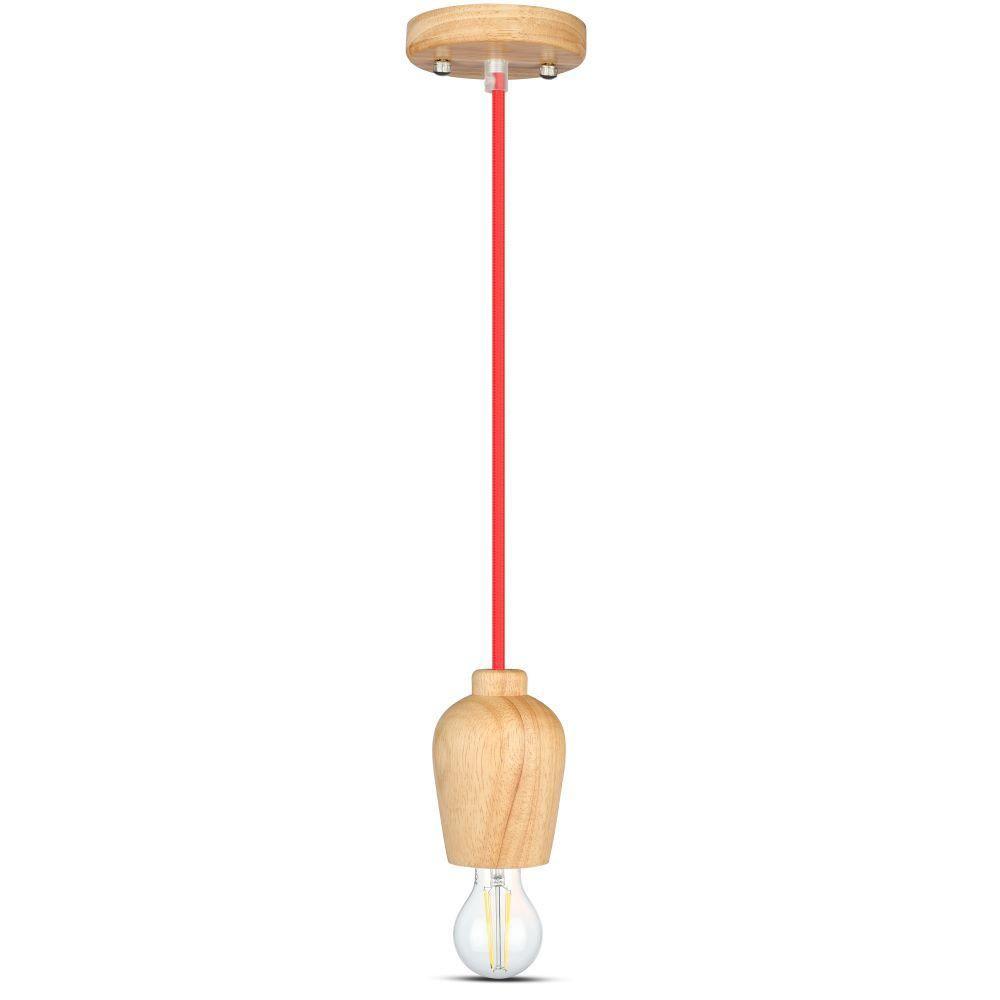 Lampa wisząca, Drewno, Czerwony przewód, VTAC, SKU 3723