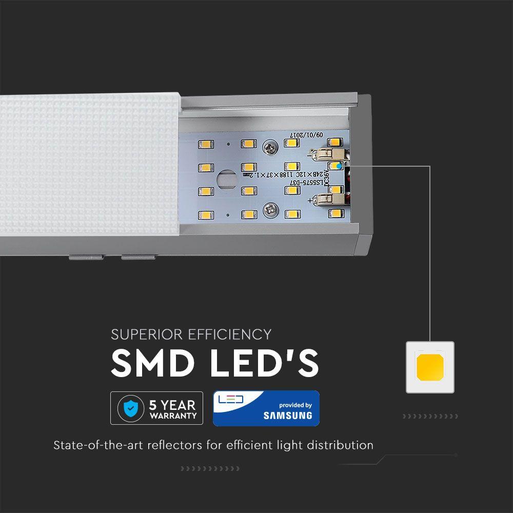 VT-7-43 40W LED LINEAR (UGR<19) SUSPENSION LIGHT SAMSUNG CHIP 4000K-SILVER BODY